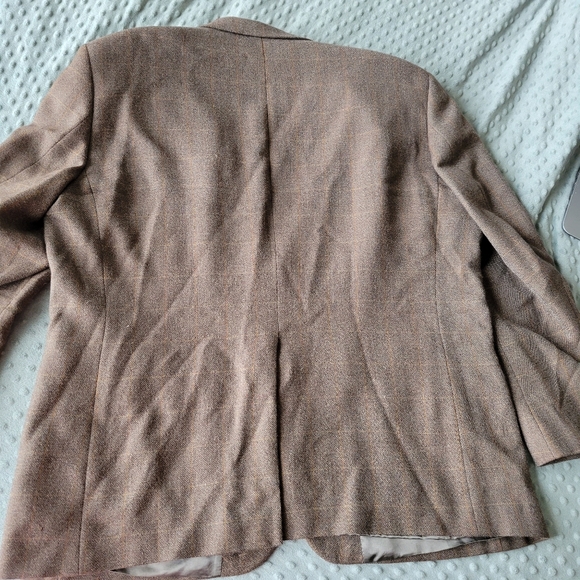 Vintage Oscar De La Renta Soft Brown Wool Tweed Suit Jacket Size 48R - Picture 6 of 7